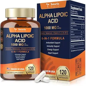 Totaria Alpha Lipoic Acid 1000mg - ALA Supplement Antioxidant for Neuropathy Support Nerve Health, Liver Detox, Antioxidant, Metabolism and Cell Energy, Anti-Aging - Non-GMO, Gluten Free, Vegan Safe