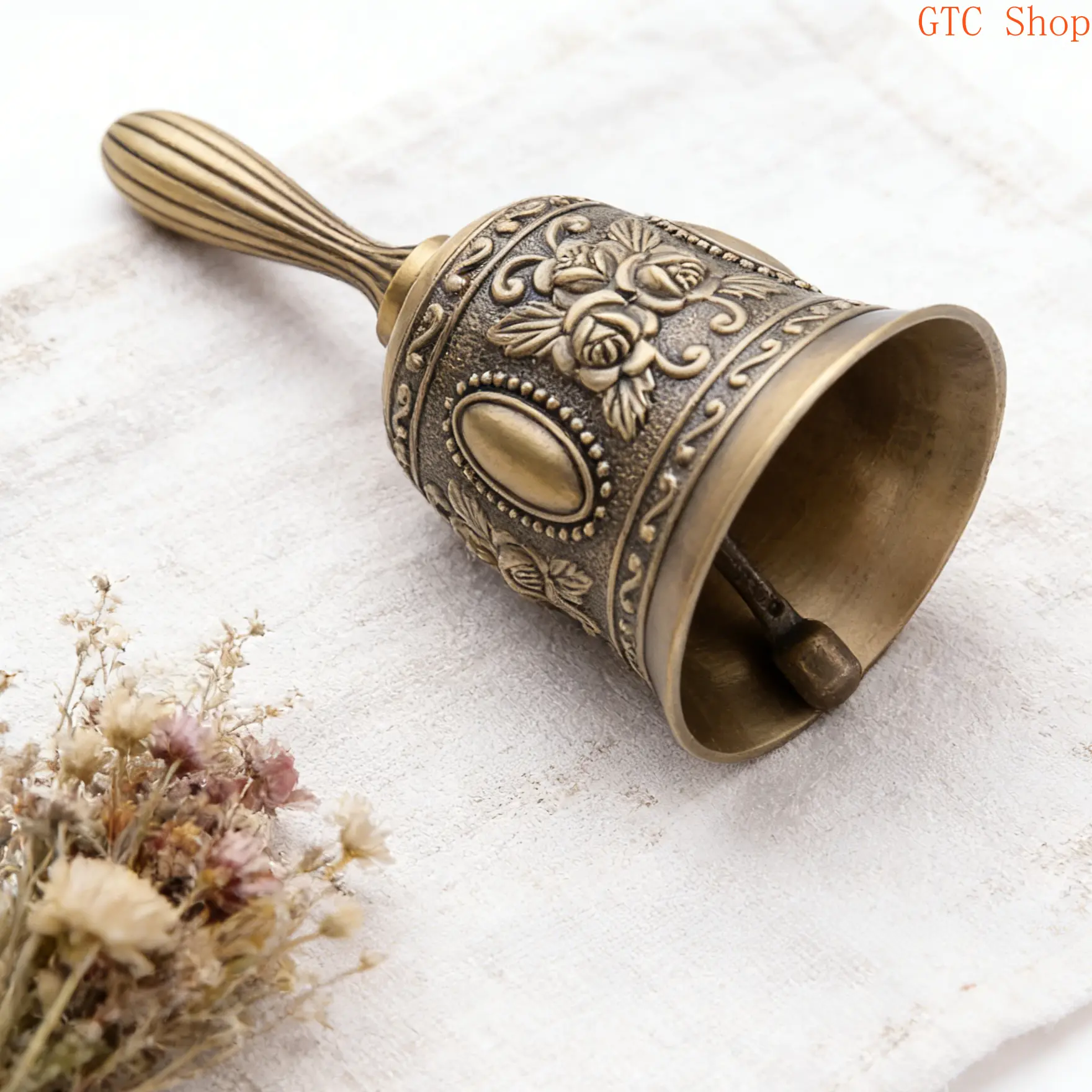 Brass Hand Bell – Traditional Classic Call Bell for Weddings, Parties & Events, Portable Hand-Played Percussion Musical Instrument Suitable for Kids & Adults, Perfect for Celebrations, Classroom Use & Daily Decor summerwins