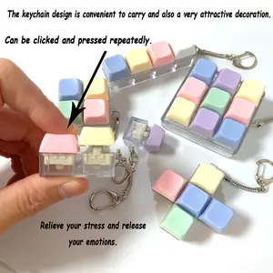 Stop Nail Biting! Clicky Mechanical Keyboard Fidget Keychain for Anxiety Relief & ADHD Focus. Satisfying ASMR Switch Tester Toy with Cute Pastel Macaron Keycaps. Portable Stress Reliever Backpack Accessory Gadget.