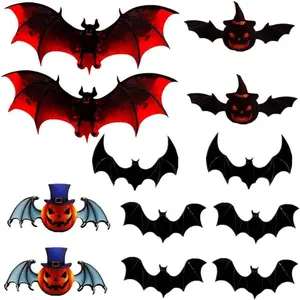 24 Pcs Halloween Bat Wall Decor 3D Stereoscopic Bat Stickers Halloween Decorations Reusable Self-Adhesive Colorful Bat Wall Decals Halloween Party Supplies for Gothic Home Window Door Wall Room Decor, Q4