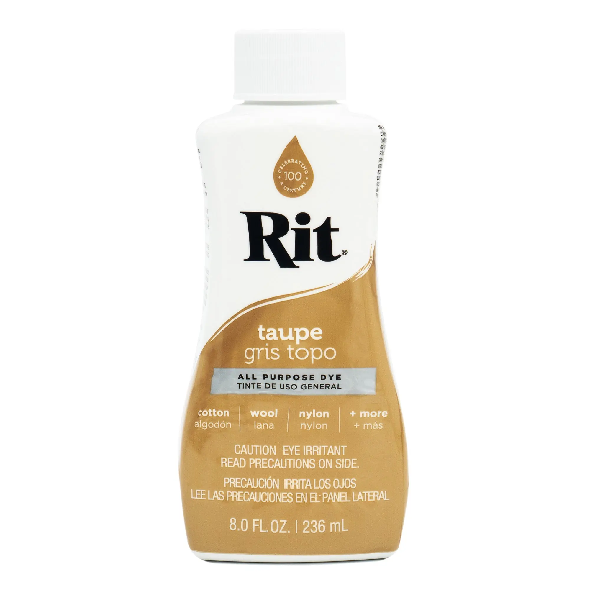 RIT Taupe All-Purpose Dye for Cotton, Wool, and Silk - 8.0 oz Liquid Fabric Dye RIT Taupe All-Purpose Dye for Cotton, Wool, and Silk - 8.0 oz Liquid Fabric Dye