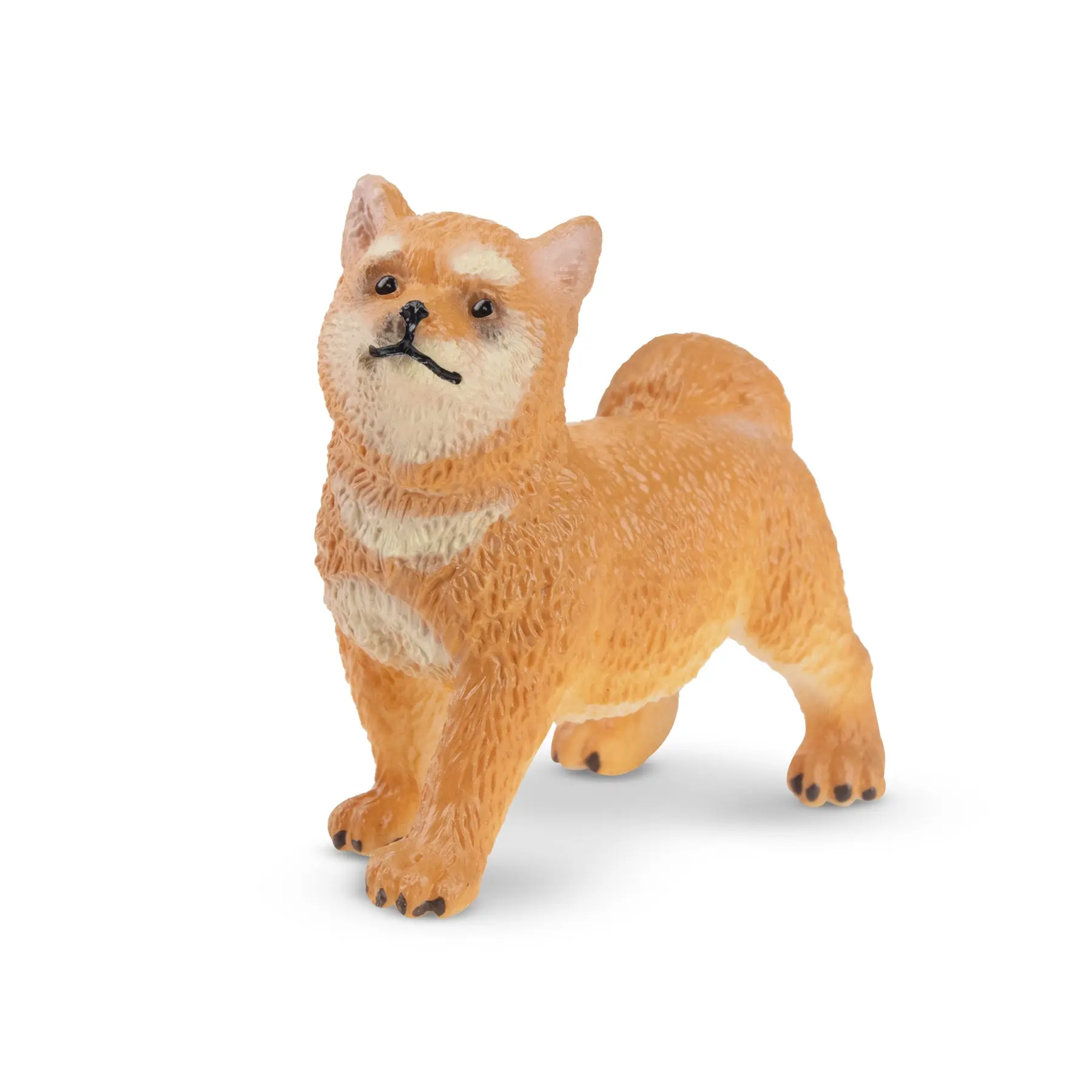 Toymany Hand-Painted Standing Plastic Japanese Shiba Inu Puppy Figurine - Realistic Dog Model, Ideal for Early Education Montessori Sensory Play, Cake Decor, Desk Home Décor, Thoughtful Collectible Gift