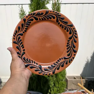 Black with Brown Dinner Plate 9in