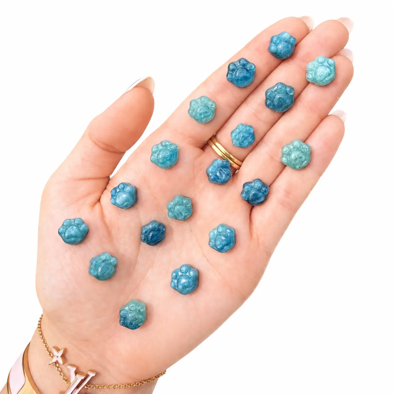 Mini Blue Kyanite Paw Print - Natural Carved Blue Kyanite
