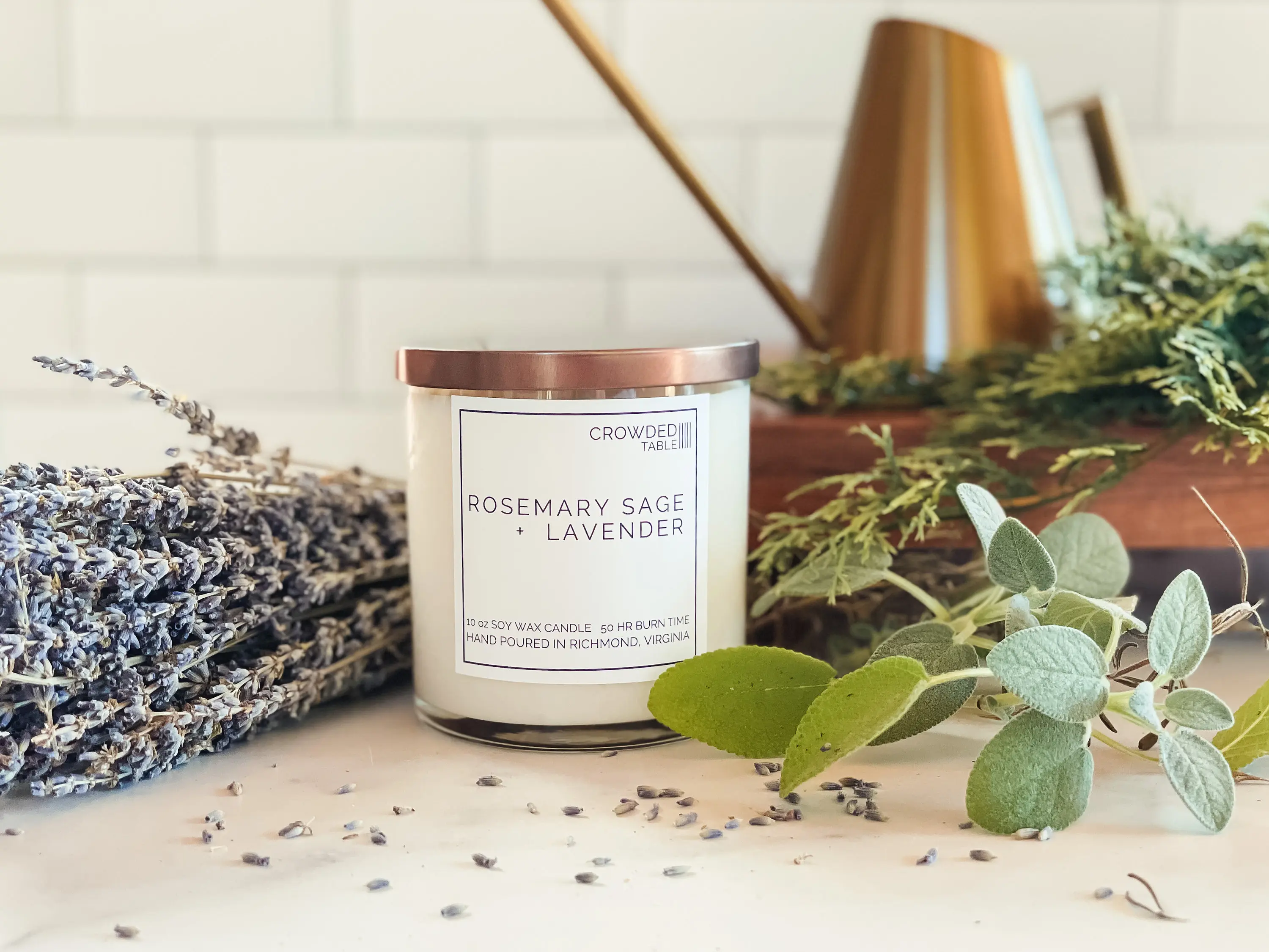 Rosemary Sage + Lavender 10 oz. Hand-Poured Soy Wax Candle