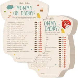 55PCS Baby Shower Games Guess Who Mommy or Daddy Game Cards Fun Baby Shower Party Supplies Gender Neutral for Girls or Boys