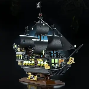 1400pcs Pirate Ship Building Blocks Set, Building Block Model, Collectible Decorative Figurine, Desk Art Decoration, Ideal Gift for Christmas/halloween/birthday