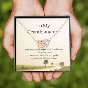 Granddaughter Necklace, Never Distance, Gift For Great Granddaughter Necklace, Jewelry Message Card, Necklace Gifts For Birthday, Anniversary, Christmas Day, Thanksgiving
