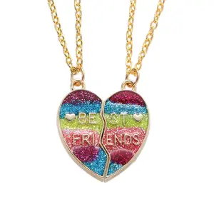Best Friend Necklace for 2 Girls Magnetic Matching Friendship Necklace Half Heart Pendant BFF Necklaces for Sister