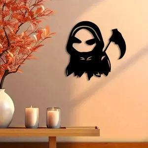 1pc Grim Reaper Metal Wall Art, Grim Reaper Statue Mural, Perfect for Basement Wall, Halloween Decor, Ideal Gift for Pet Owners, Rust-Resistant Metal