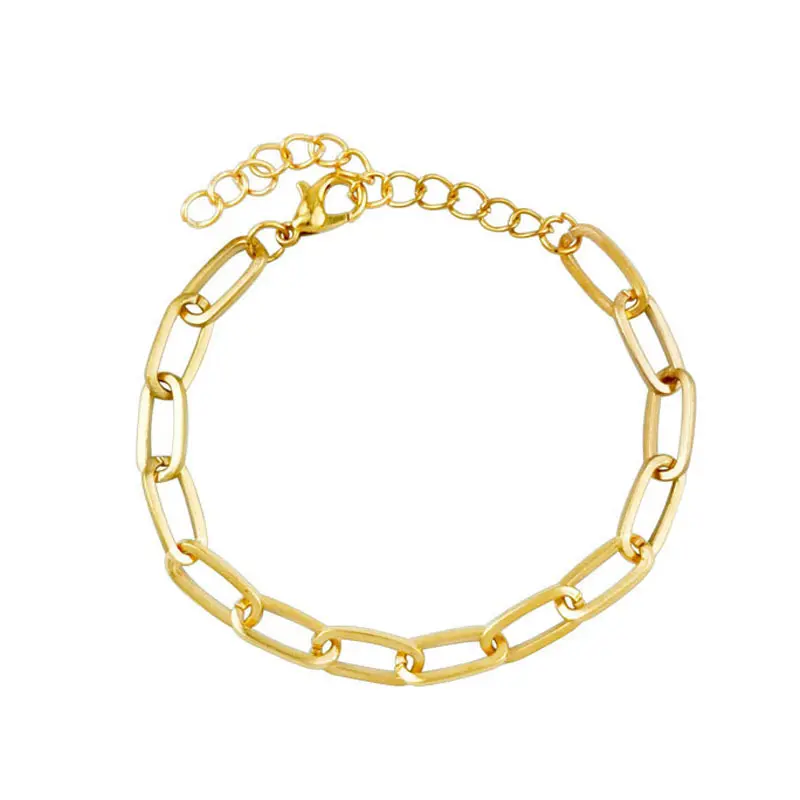 Female Gold-Tone Titanium Alloy Bracelet Set - Gold Model 20 Thick-Link Cuban Chain Bangles, Set Pairing Fashion Jewelry Stack for Casual Wear
