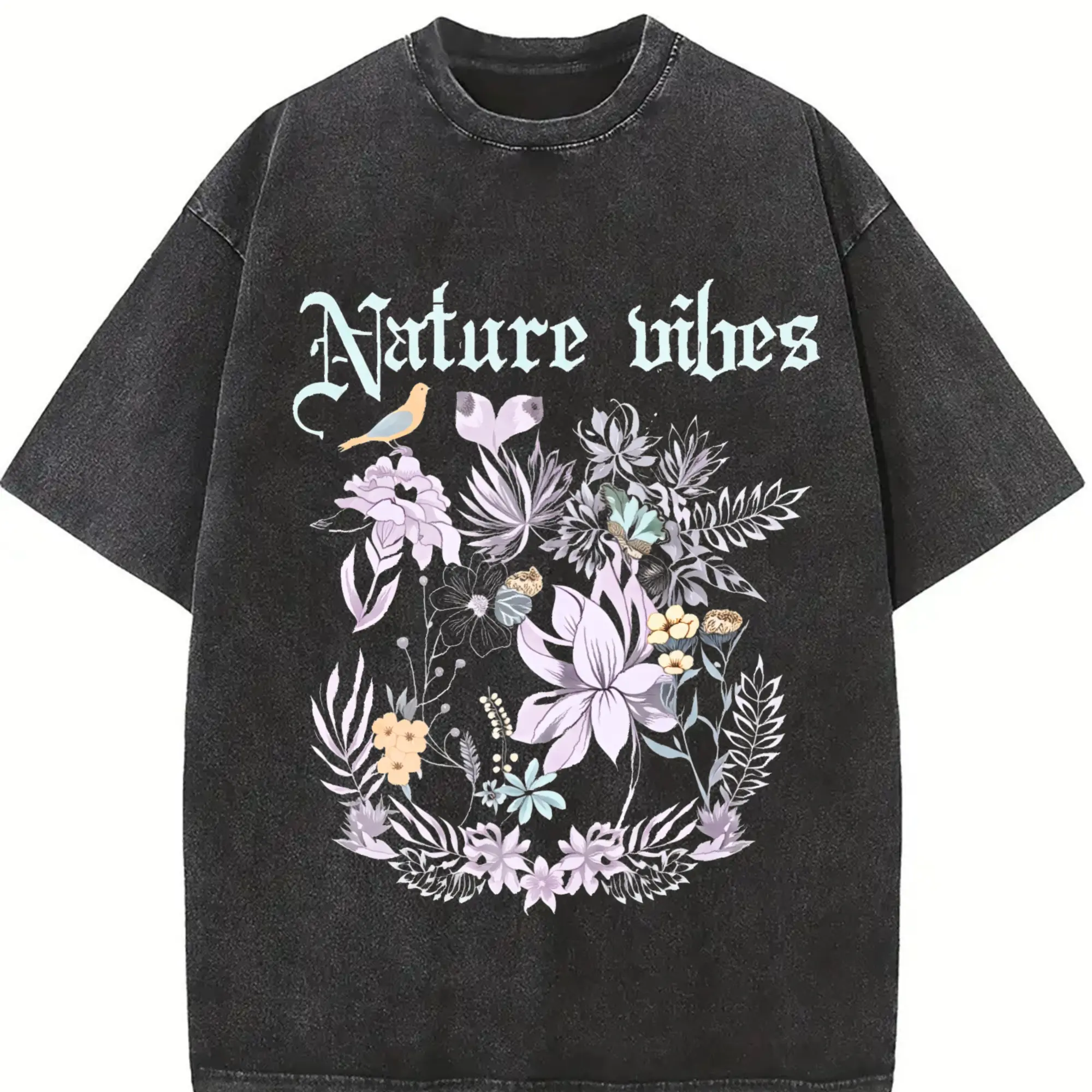 230G Laundered T-Shirt | Trendy Retro Batik Dye-Resistant End, Geometric Design, Classic Look