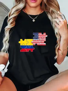 100% Cotton Colombia USA Flag American Colombian T-Shirt