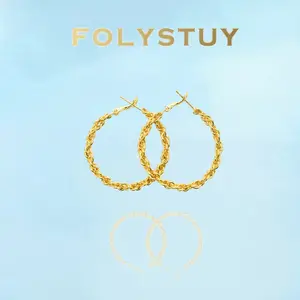 [FOLYSTUY (C0072)]Twist Hoop Earrings for Women, Dainty Rope Chain Circle Earrings, Minimalist Everyday Wear Jewelry Gift  （、）？