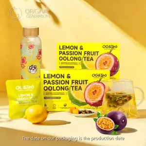 BOGO Lemon&Passion Fruit Oolong Tea 2 Cartons (80g 8g×10packs)×2 With Free Glass Bottle With Oolong Tea Apple Lemon Passion Fruit Mango Kumquat Lemongrass