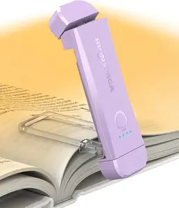 Book Reading Light,Silent Touch Books Lamp for Reading in Bed,Rechargeable Clip on Booklight with 3 Amber Colors & 7 LEDs Precise Dimming for Eye Caring Night Reading,Book Lovers,Kids,Purple