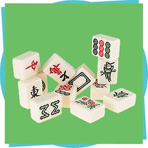 HEY!PLAY!Chinese Mahjong Set with Ornate Storage Case - Traditional Mahjong Tile Game with 146 Engraved Tiles and Two Dice for Adults and Kids