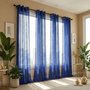 4-Panels 34x84 Inches Set Fancy Slub Bamboo Yarn Semi Sheer Woven Curtains, with Rod Pocket, Stylish Design for Specific Size Needs, Living Room Decor (Compatible with Curtain Rods) L12,summervibes