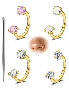 5 Pcs Stainless Steel Horseshoe Septum Nose rings Set, Sporty Plain Design, All Seasons Jewelry for Women, No Choking Hazard