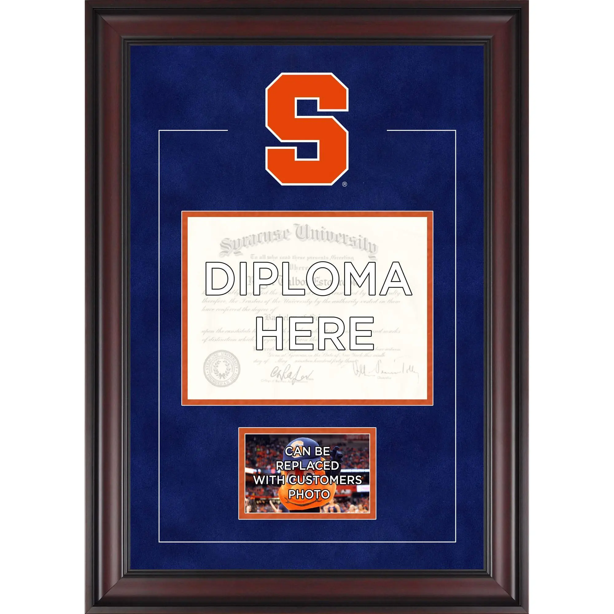 Syracuse Orange Deluxe 8.5" x 11" Diploma Frame with Team Logo - Insert Your Own 4" x 6" Photograph