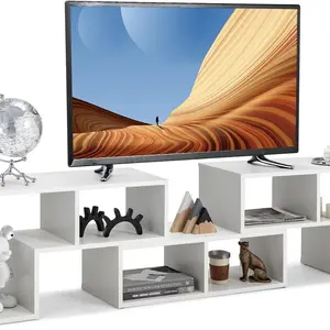 Giantex 3 Pieces TV Console Stand, Modern Entertainment Center for 50 55 60 65 Inch Flat Screen TV, Free Combination Bookcase for Storage & Display, Suitable for Living Room, Bedroom (White)