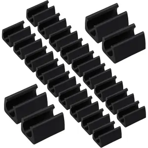 24 count 12mm Rectangle Chair  Covers, Non-Slip Chair Rail Protectors, Plastic Furniture  Guards, Stool  Sled Floor Protectors  Tips Caps (Black)