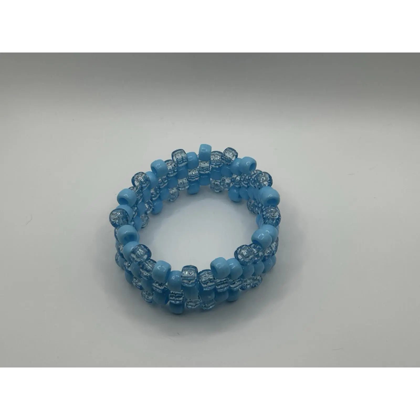 Blue Swirl Kandi Cuff - Adjustable Beaded Bracelet with Blue and Clear Beads, Perfect for Everyday Wear