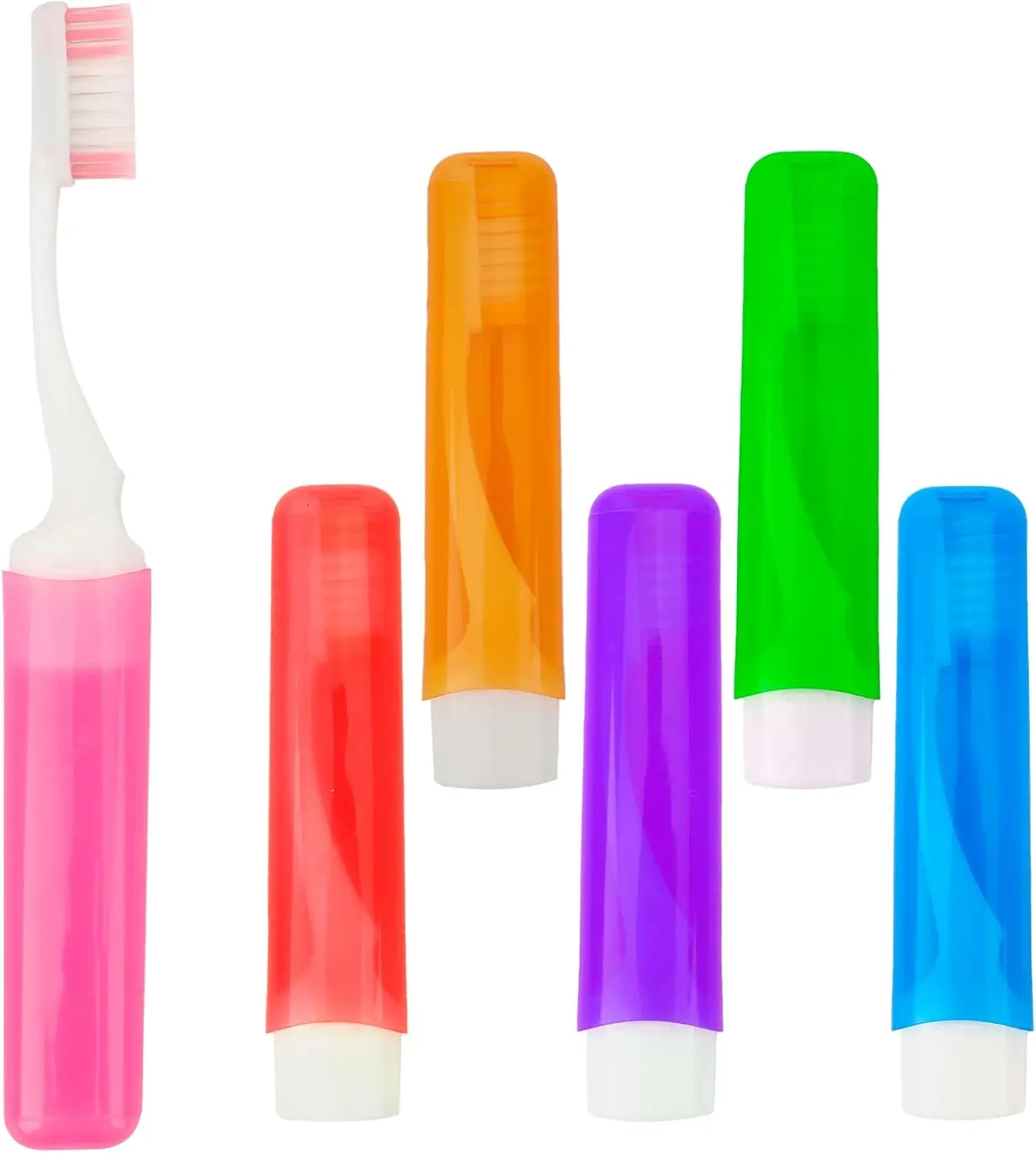 6Pcs Travel Toothbrush Set Mini Folding Toothbrush with Toothbrush Case