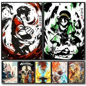 PIKPAKA Anime A-Avatar The Last Airbender Painting Calligraphy Premium Canvas Wall Art Poster | HD Gallery Print | Waterproof, Fade-Resistant, Scratch-Proof | Modern Living Room & Bedroom Decor | Ideal Gift for Any Occasion