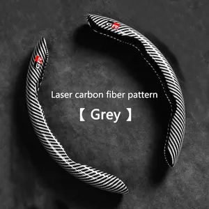 2pcs Carbon Fiber Steering Wheel Covers for Toyota Gr Sport Gazoo Racing Yaris 86 Corolla Hilux Supra C-Hr, Laser Carbon Fiber Anti-Slip Protection Cushions, Car Accessories