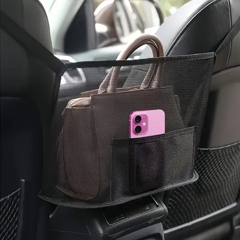 Front Seat Car Storage Box with PE Board, 2-Layer Car Storage Bag, Suitable for Handbags and Tablet Computers, Universal Design for Sedans, SUVs and Trucks, Anti-Slip Magic Tape Design, Large-Capacity Seat Gap Storage Box, Car Accessories