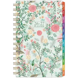 Pocket Calendar 2026-2027 - 2026-2027 Pocket Planner for Purse, Jul. 2026 - Jun. 2027 Planner Weekly and Monthly, 4.1'' x 6.8'', 12 Months Tabs,  -wire Binding, Floral Cover