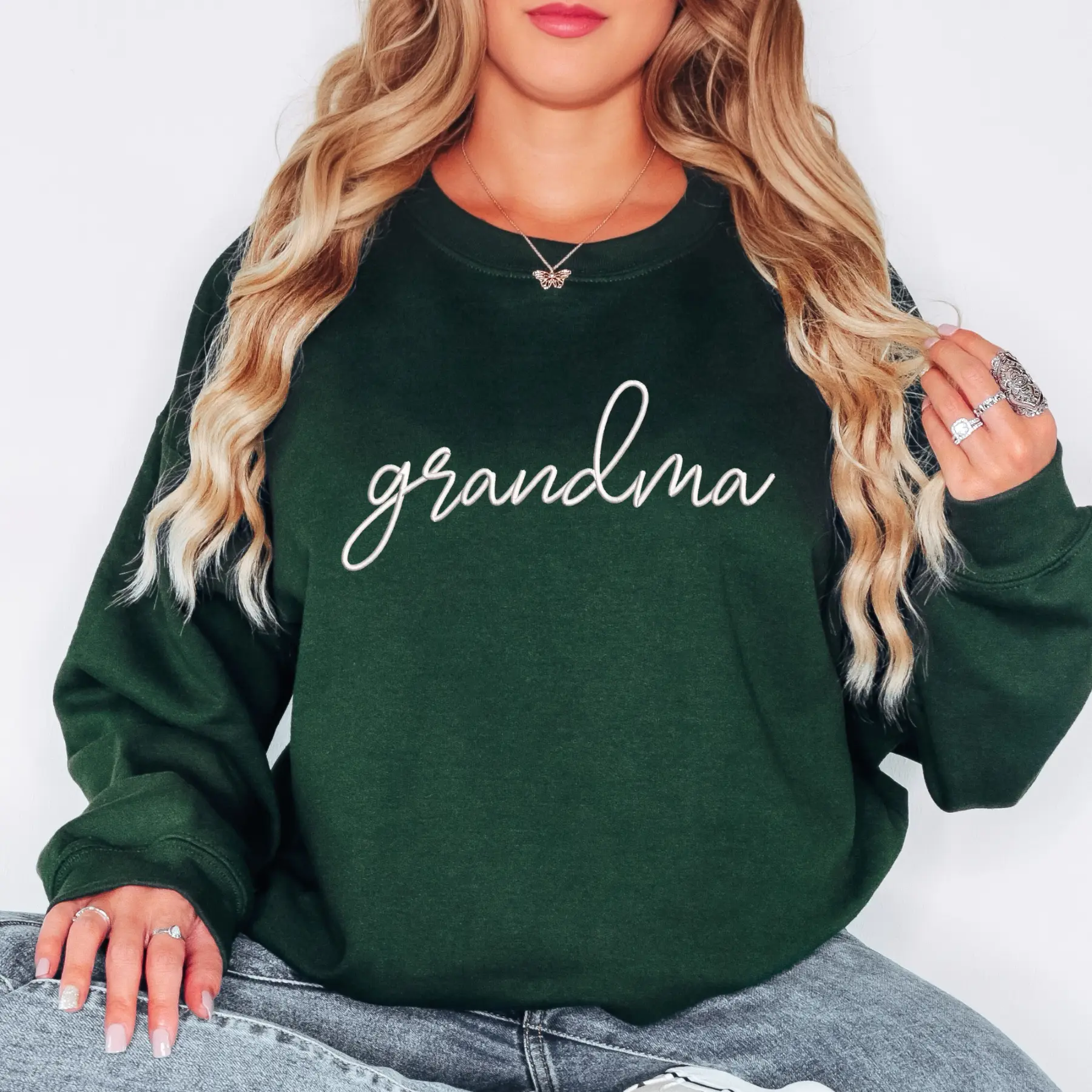 Grandma Embroidered Sweater | Unisex Crewneck Sweatshirt | Add Your Custom Name | Gifts for Mamaw | Gma Life | Personalized Gift for Grandma