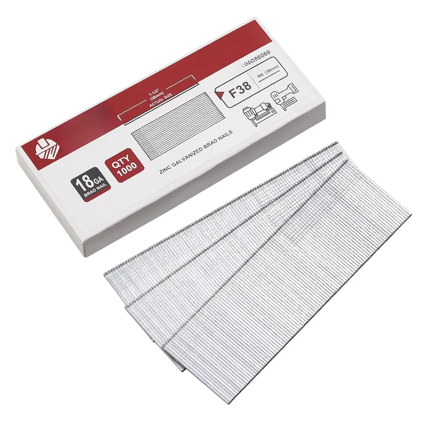 18 Gauge Brad Nails, 1000 Counts 1-1/2-inch 18 GA Brad Nails, Galvanized Nails for  , Finishing   Nails for Pneumatic, Electric Brad Nailer