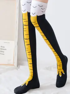 Fashionable High-Cut Socks for Women, Chicken Claw Print Design, Creative Unisex Socks, Fun Novelty Socks for All Seasons, Breathable Socks