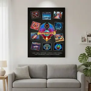 Framed 1pc Journey Album Cover & Lyrics Framed Canvas Wall Art - Iconic Music Poster with Song Titles (Don't Stop Believin', Any Way You Want It) in Wood Frame - Perfect Gift for Fans,, Office, or Decor, 2D Flat, Perfect for Room Decor Matte Decorative