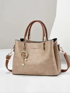 Women's Fashionable Bucket Bag, Elegant Solid Color Handbag with Detachable Shoulder Strap, Casual Trendy Versatile High-quality Daily Commuting Bag, Pu Tote Satchel, Elegant Commuter Bag, Casual Crossbody Bags, Crossbody Purse