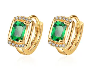 18K Gold Plated Luxury Radiant-Cut Cubic Zirconia Huggie Hoop Earrings