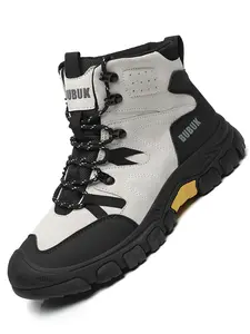 Men's New Fashion Boots, Versatile Lace-Up Mid-Height Leather Shoes, Trendy Thick Sole Casual Sneakers, Driving Shoes for Men, Western Inspired Boots, Slip Resistant Boots