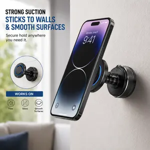 Magnetic Phone Holder For Content Creation, 360° Vacuum MagSafe Mount, Suction Phone Mount with One-Step Lock, Retractable, Compact & Stable Design,