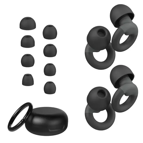 JUSTRVN Silicone Portable Ear Plugs - 2 Pairs, 25dB-30dB Noise Reduction, 8 Ear Tips, Sound Isolator, Durable Hearing Protection, Sensory-Friendly, Great for Sleep Study Travel, Ideal Gift for Adults