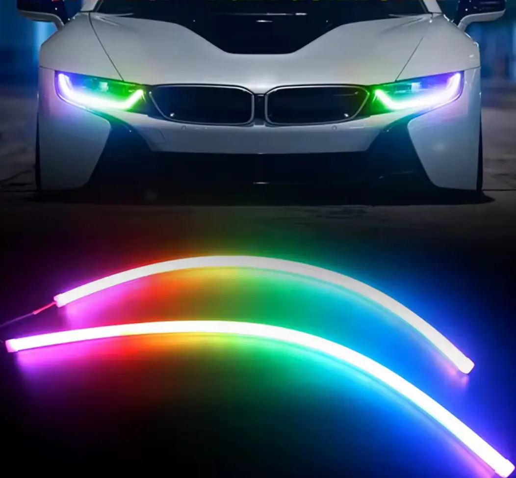 New 2025 LED DRL RGB Multicolor Sequential Flexible Strip for Car Headlights
