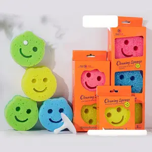 3-Piece Heavy-Duty Scratch-Free Heat Resistant Sponge Set, Dishwashing Sponge, Blue Colors, Durable Kitchen Cleaning Tool