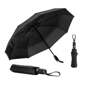 VEVOR Travel Umbrella, 42 in Portable Compact Umbrellas, Automatic Open-Close Umbrella,  Lightweight & Durable with Flexible Fiberglass Ribs, Windproof, Rainproof, and Sun-Blocking Canopy (Black)