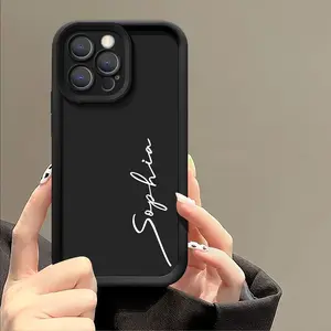 Personalized Customized Name Phone Case with Phrases DIY Signature Case Compatible with iPhone 17 16 15 14 13 12 11 Pro Max Luxury Cushion Function Anti-Fall Durable Soft TPU Cover 14 15 16 Plus 17 Air