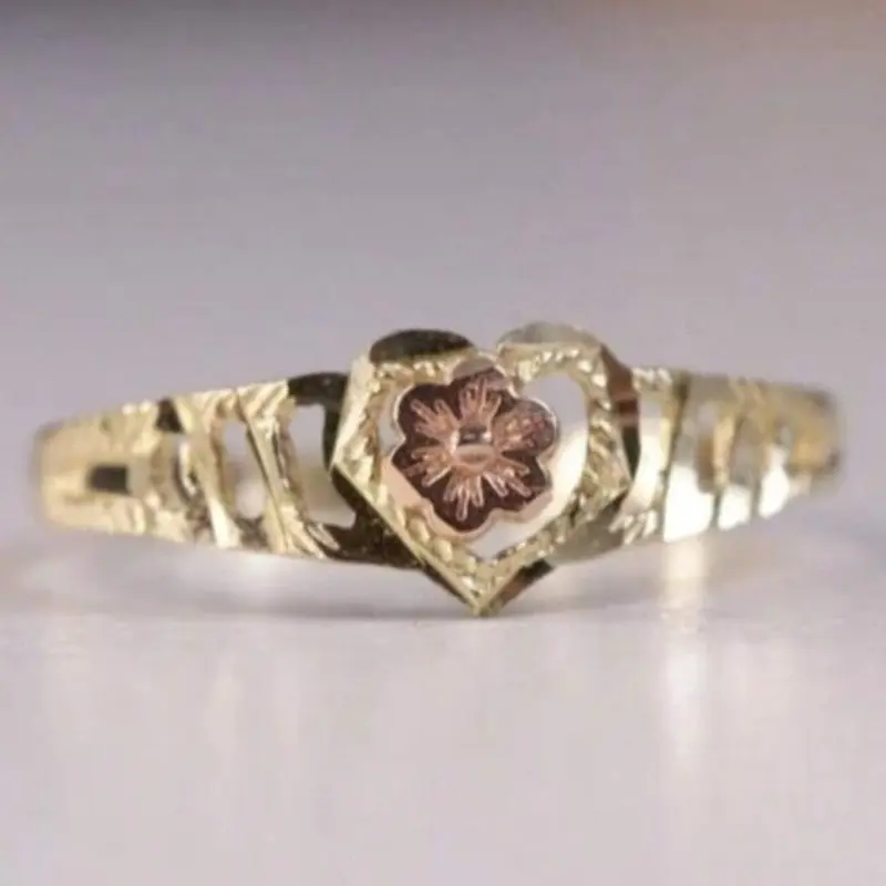 7 sizes to choose from elegant and exquisite French heart-shaped small flower hollow women's rings Beautiful Rings suitable for daily party festival banquet jewelry Valentine's Day anniversary gift Heart Signet Ring