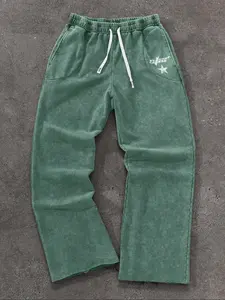 Vintage Acid Wash Treatment Baggy Sweatpants with Distinctive Star Graphic Detail - Y2K Streetwear Oversized Joggers for Men & Women, Unisex Design, Retro Mineral Wash Wide Leg Trousers for Grunge Opium Aesthetic Outfits