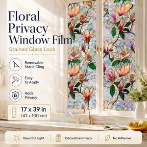 Vibrant Orchid Crescent Colored Glass Stickers, Removable PVC Electrostatic Adhesive Decor, Fashion Home Decoration, Easy Installation, Privacy Window Film, Decorative Stickers