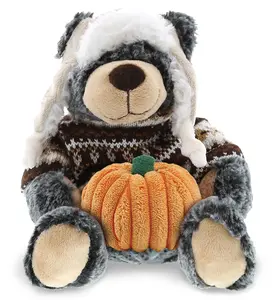 PLUSH PUMPKIN - SUPER SOFT PLUSH WITH CLOTHES - BLACK BEAR