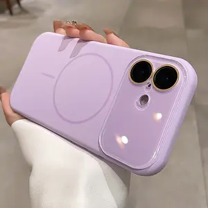 Luxury Liquid Silicone Crystal Lens Protection Case for iPhone 17 16 15 14 13  Pro Max Original For Magsafe Shockproof Cover